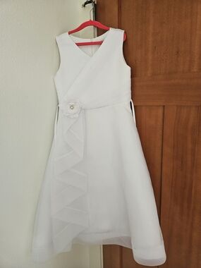 Us Angels White Flower Sash Formal Dress for Girls